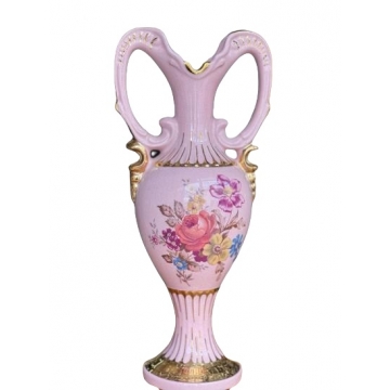 Porcelánová růžová váza amfora